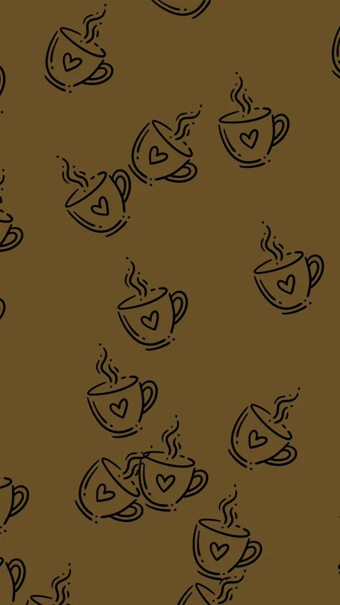 Coffee doodle seamless pattern with vertical scrolling motion, suitable for mobi Stock Footage 333977354