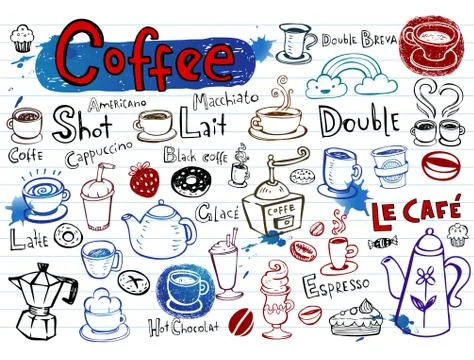 Coffee doodles Stock Illustration