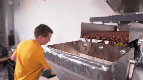 Coffee dosing and packing line - coffee roasting small production Stock Footage 202259784