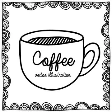 Coffee drawing over white background vector illustration Illustrazione stock