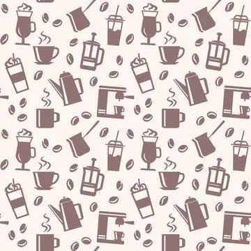 Coffee drink and coffee maker seamless vector pattern イラスト素材