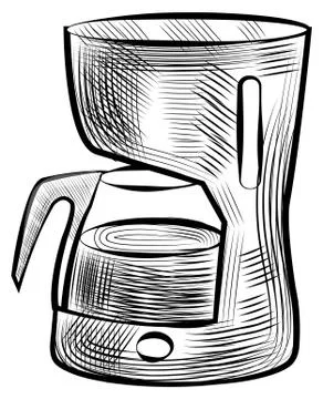 Coffee Drink Boiling in Kettle Isolated Machine Illustrazione stock