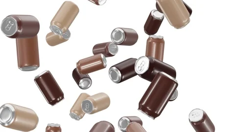 Coffee drink cans falling from the top looping 3D animation with alpha Stock Footage 165700371