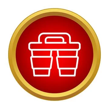 Coffee drink carrier holding two cups icon Stock Illustration