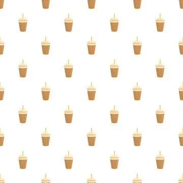 Coffee drink cups seamless pattern on white background Illustrazione stock