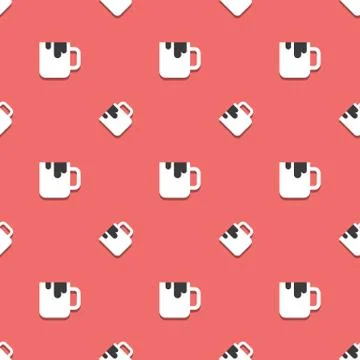 Coffee Drink Full Cup Seamless Pattern Stock Illustration