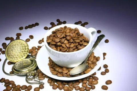 Coffee drink grain invigorating morning home comfort retro setting, relaxation t Foto stock