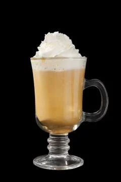 Coffee drink on isolated black background Stock Photos