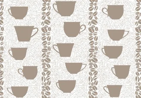 Coffee drink seamless background. Coffee beans seamless pattern. Stock Illustration