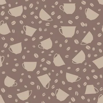 Coffee drink seamless background. Coffee beans seamless pattern. 스톡 일러스트