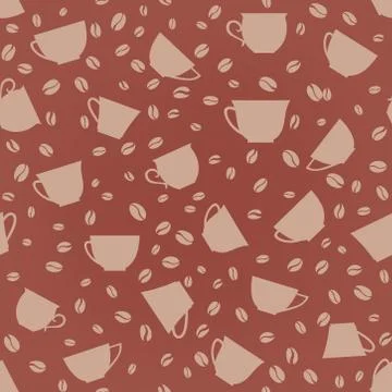 Coffee drink seamless background. Coffee beans seamless pattern. Illustrazione stock