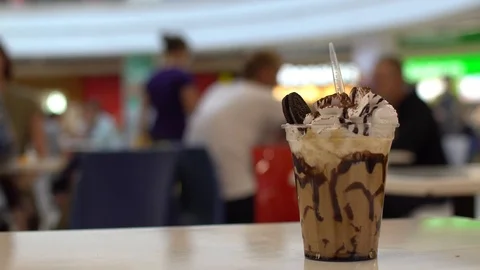 Coffee Drink in the Shopping Mall Stock Footage