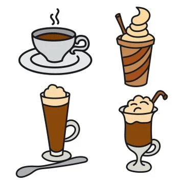 Coffee drinks and beverages Stock Illustration