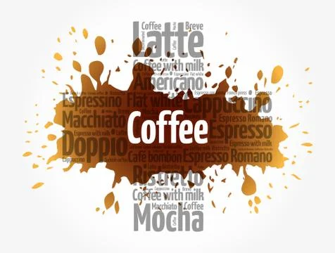 Coffee drinks cross word cloud, concept background Stock Illustration