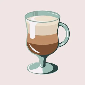 Coffee drinks latte isolated vector illustration. Glass with handle Illustration