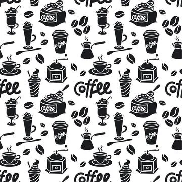 Coffee drinks seamless pattern Stock Illustration