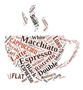 Coffee drinks words cloud collage Stock Illustration