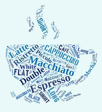 Coffee drinks words cloud collage Stock Illustration