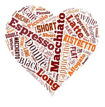 Coffee drinks words cloud collage Stock Illustration