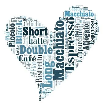 Coffee drinks words cloud collage Stock Illustration