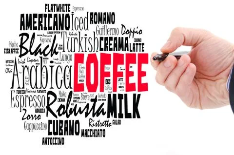 Coffee drinks words cloud collage Stock Photos