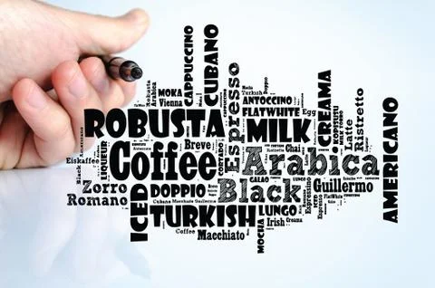 Coffee drinks words cloud collage Stock Photos