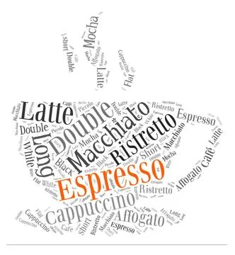 Coffee drinks words cloud collage Index of coffee drinks words cloud colla... Foto stock