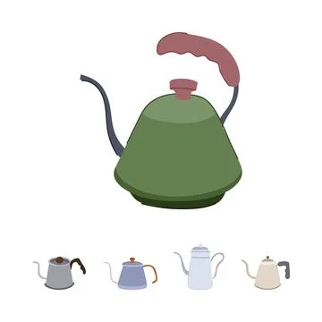 Coffee drip kettle collection for brewing process Stock Illustration