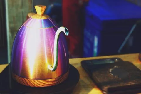Coffee drip kettle for Hand drip coffee close up Stock Photos
