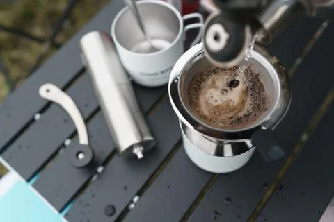 Coffee drip process in the morning 스톡 사진