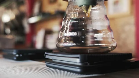 Coffee drip process by pouring hot water Video stock 148642905