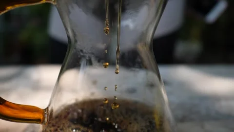 Coffee Dripper Dark Coffee Falling Drop Glass Carafe Brewed Coffee Stock Footage 347018152