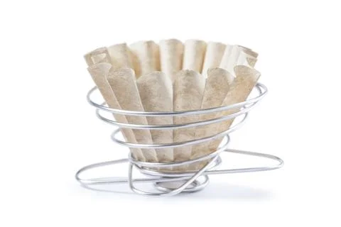 Coffee dripper with paper filter isolated on white Stock Photos