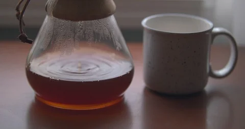 Coffee Dripping into a Chemex Stock Footage 100096776