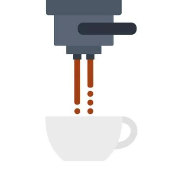 Coffee dripping into a cup flat isolated Stock Illustration
