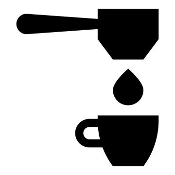 Coffee drop in cup filtering cuping portafilter drip icon black color vecto.. Stock Illustration