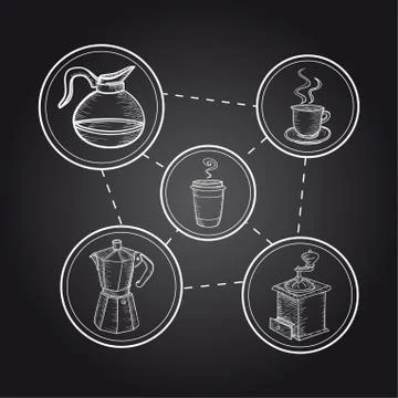 Coffee elements chalkboard illustration Illustrazione stock
