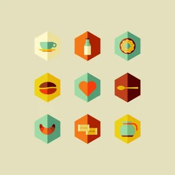 Coffee elements flat icons イラスト素材