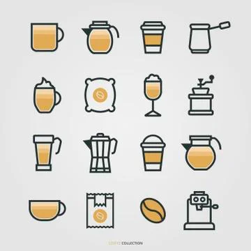 Coffee elements icon set design Stockillustratie
