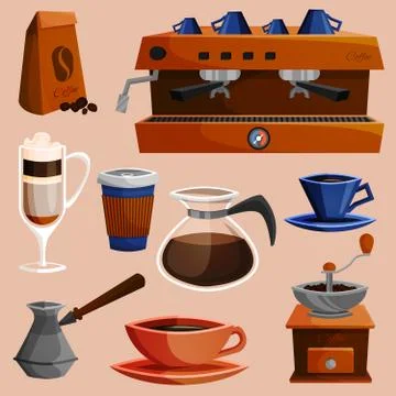 Coffee elements set Stock Illustration