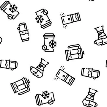 Coffee Energy Drink Seamless Pattern Vector Illustrazione stock