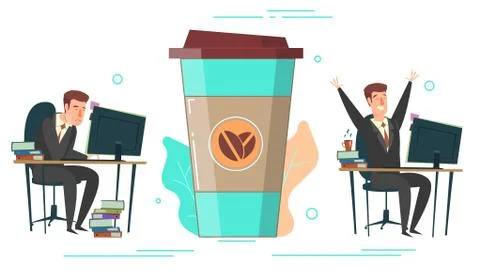 Coffee energy vector concept for web banner, website page Stock Illustration