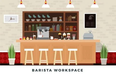 Coffee equipment gradient set with coffee beans. Coffee shop vector flat set Illustrazione stock