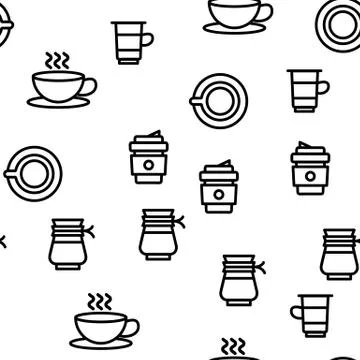 Coffee Equipment Seamless Pattern Vector Illustrazione stock