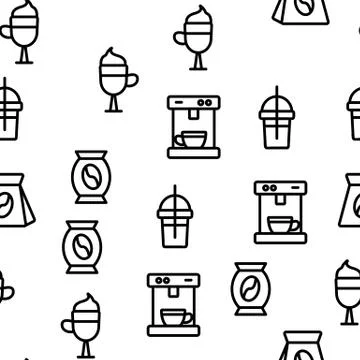 Coffee Equipment Seamless Pattern Vector 스톡 일러스트