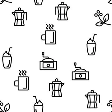 Coffee Equipment Seamless Pattern Vector 스톡 일러스트