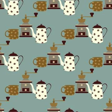 Coffee Equipment Surface Pattern. Illustrazione stock