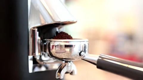 Coffee Espresso Bean Grinder Close Video stock 185671058