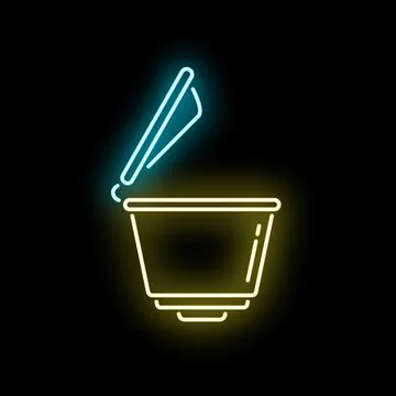 Coffee espresso capsule neon icon glowing in dark Stock Illustration