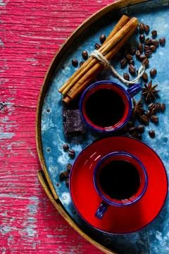 Coffee espresso in cups Stock Photos